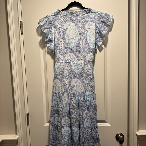 Oliphant Cinched Flirty Midi Samode Cobalt, Size Large - Picture 7 of 8